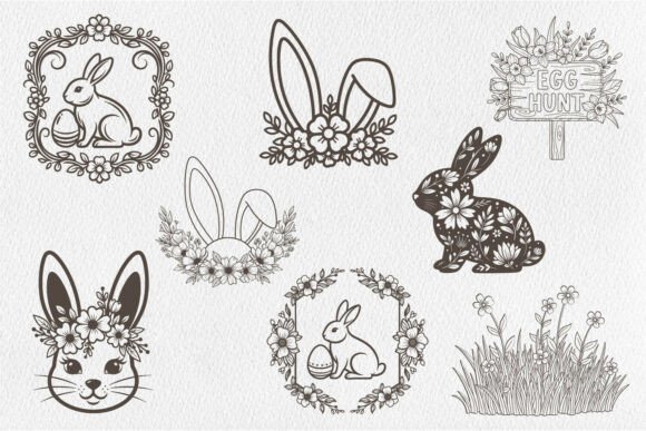 Download Vintage Rabbit Line Art Spring Svg Bundl - Spring svg Collection