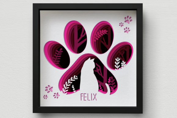 Download 3D Cat Paw Shadow Box SVG, Multi - Layer - Paw Collection