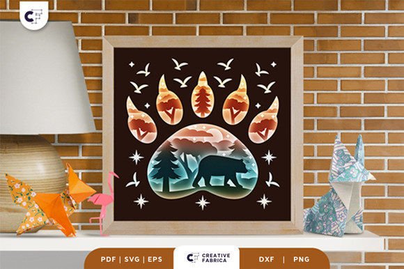 Download Bear Paw 3D Shadow Box SVG - Paw Collection