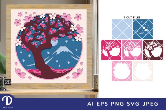 Download Cherry Blossom 3D Shadow Box Paper Cut - Cherry blossom 3d shadow box Collection