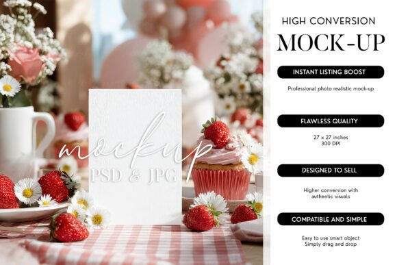 Download Card Mockup PSD Smart Object Strawberry - Smart object Collection