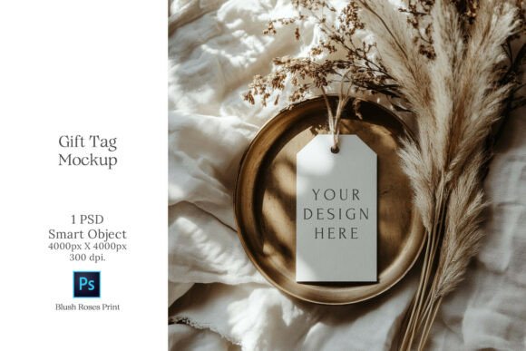 Download Boho Gift Tag Mockup PSD Smart Object - Smart object Collection