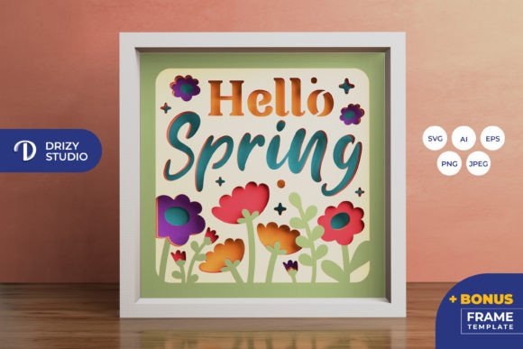 Download Hello Spring 3D Shadow Box - Spring SVG - Spring svg Collection